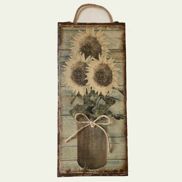 Other - Rustic Sunflower Sign, Primitive Sunflower Plaque, Farmhouse Sunflower